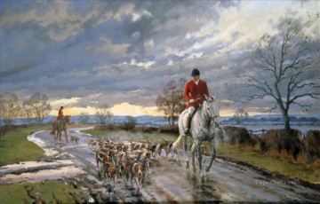 古典的 Painting - 途中の猟師と犬